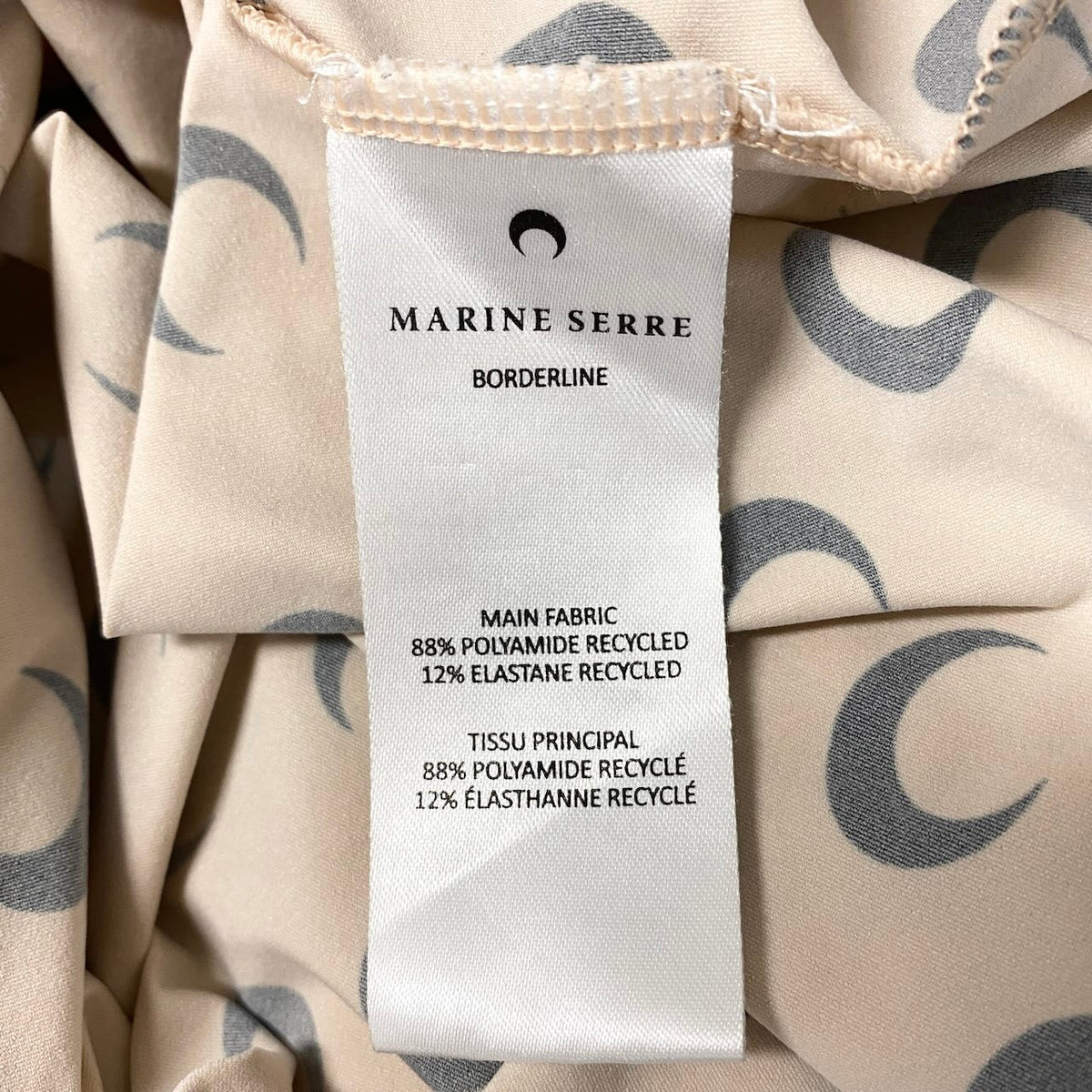 30j27 MARINE SERRE マリーン・セル BODERLINE セカンドスキン ムーントップ サイズL ベージュ レディースu02t
