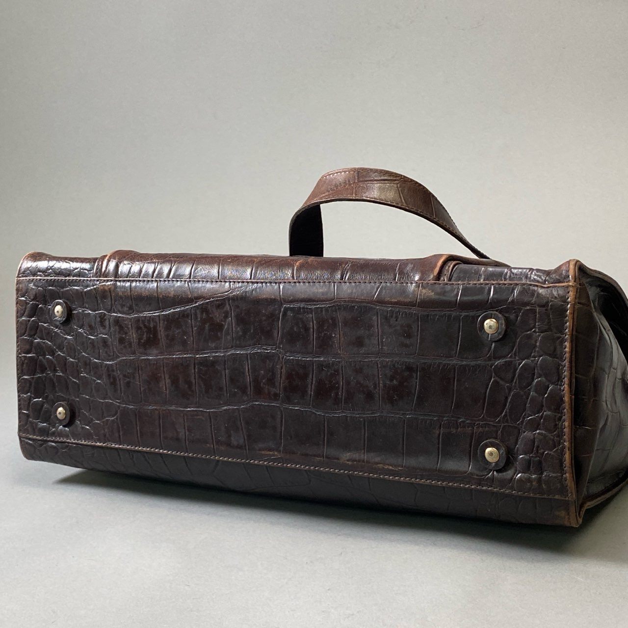 Aj3 Mulberry マルベリー クロコ型押し レザートートバッグ ブラウン 本革 ワンショルダー 英国製 鞄 カバンt18r