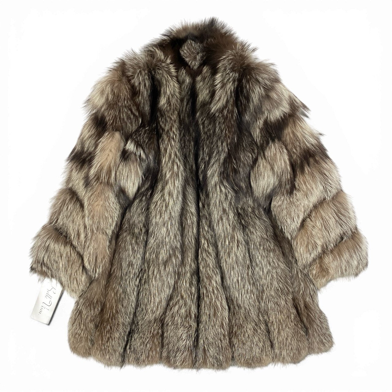 72a15 SAGA FOX ROYAL サガフォックスロイヤル 金サガ シルバーフォックス ロングコート サイズF 最高級本毛皮 Fox Fur Coatt18r