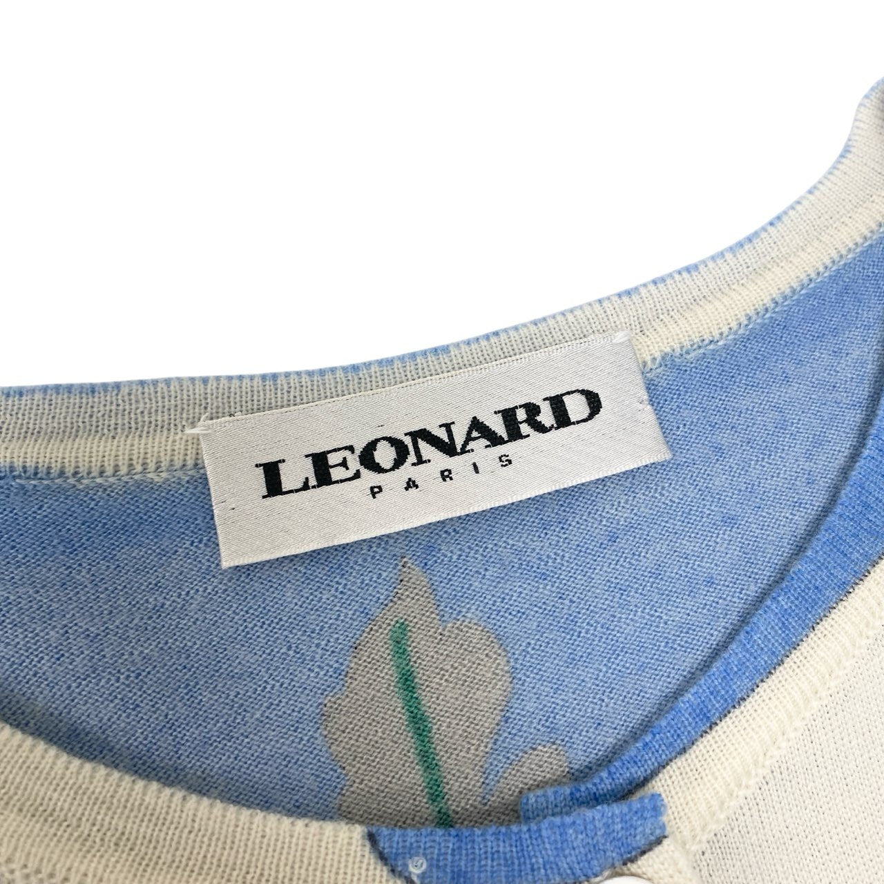 60c6 LEONARD レオナール 美しい花柄プリント ニットカーディガン インポートライン 48 マルチカラー ウール レディースu02t