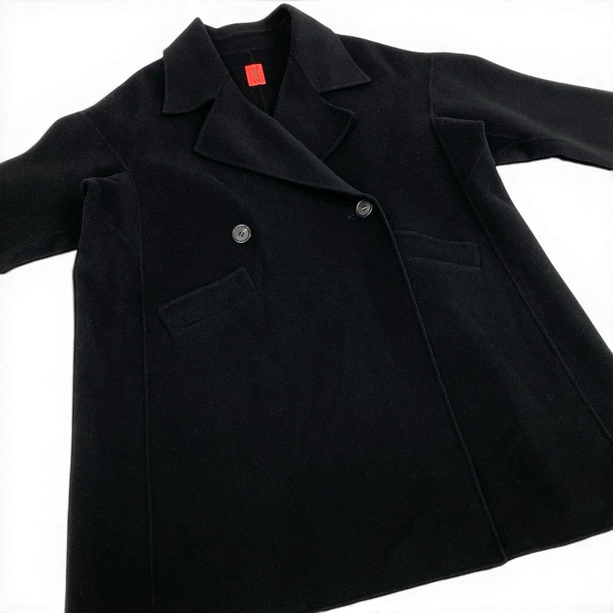Af27 ISSEY MIYAKE Haat イッセイミヤケ ハート ダブルブレスト ロングコート HA93FA710 サイズ2 ブラック ウール100％ レディースo07t
