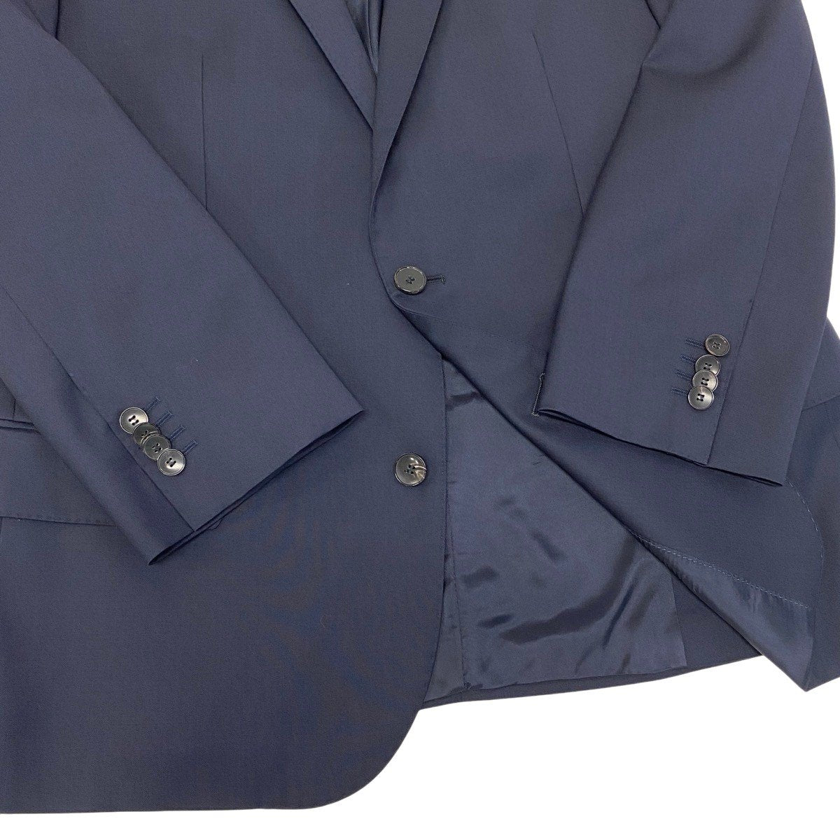 84f18 HUGO BOSS ヒューゴボス 3ピース スーツ GUABELLO Super120 サイズ52/54 ネイビー フォーマル ビジネス セットアップt18r