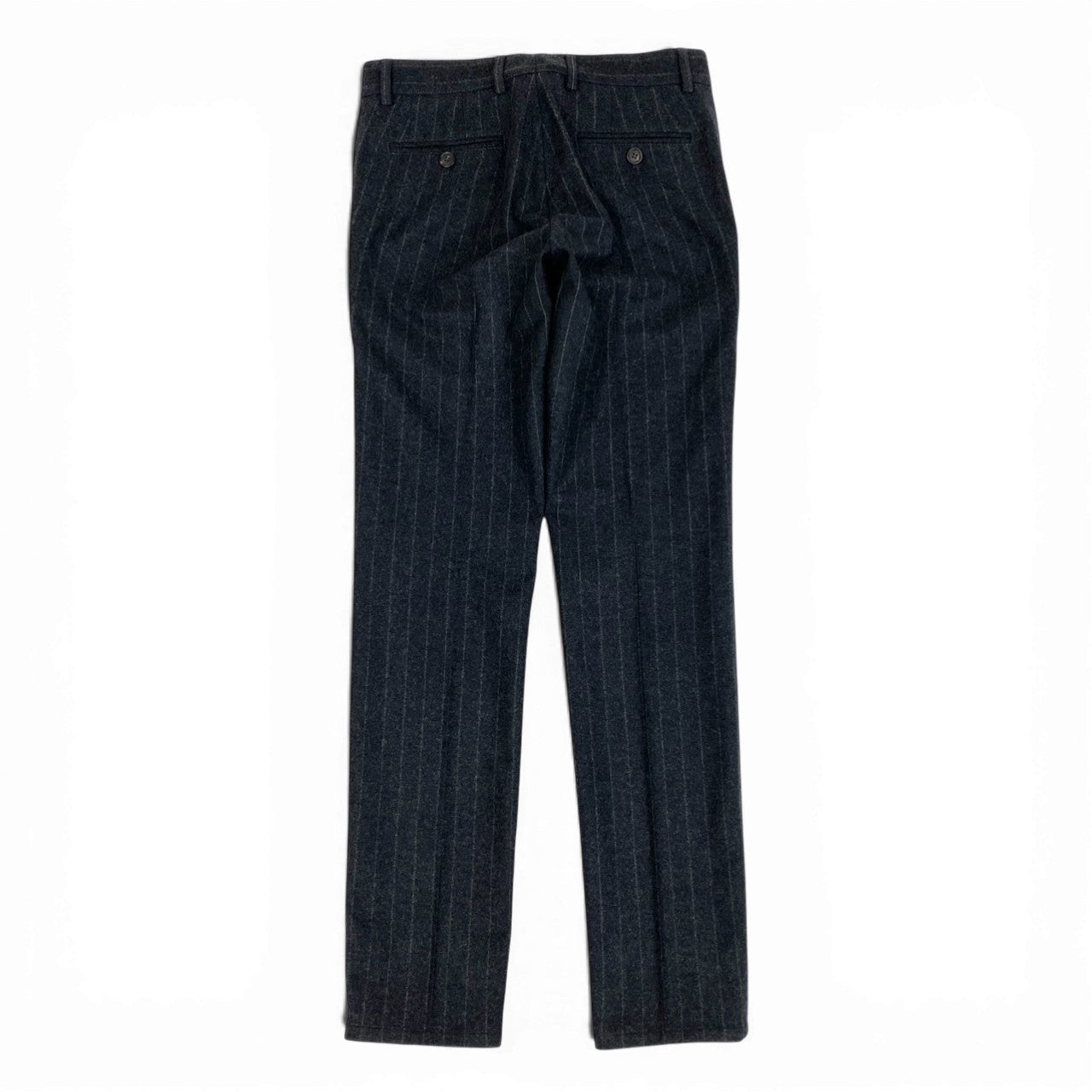 33b27 《美品》 BRUNELLO CUCINELLI ブルネロクチネリ フランネル生地 スラックスパンツ ボトムス 44 グレー ストライプ ウール メンズu02t
