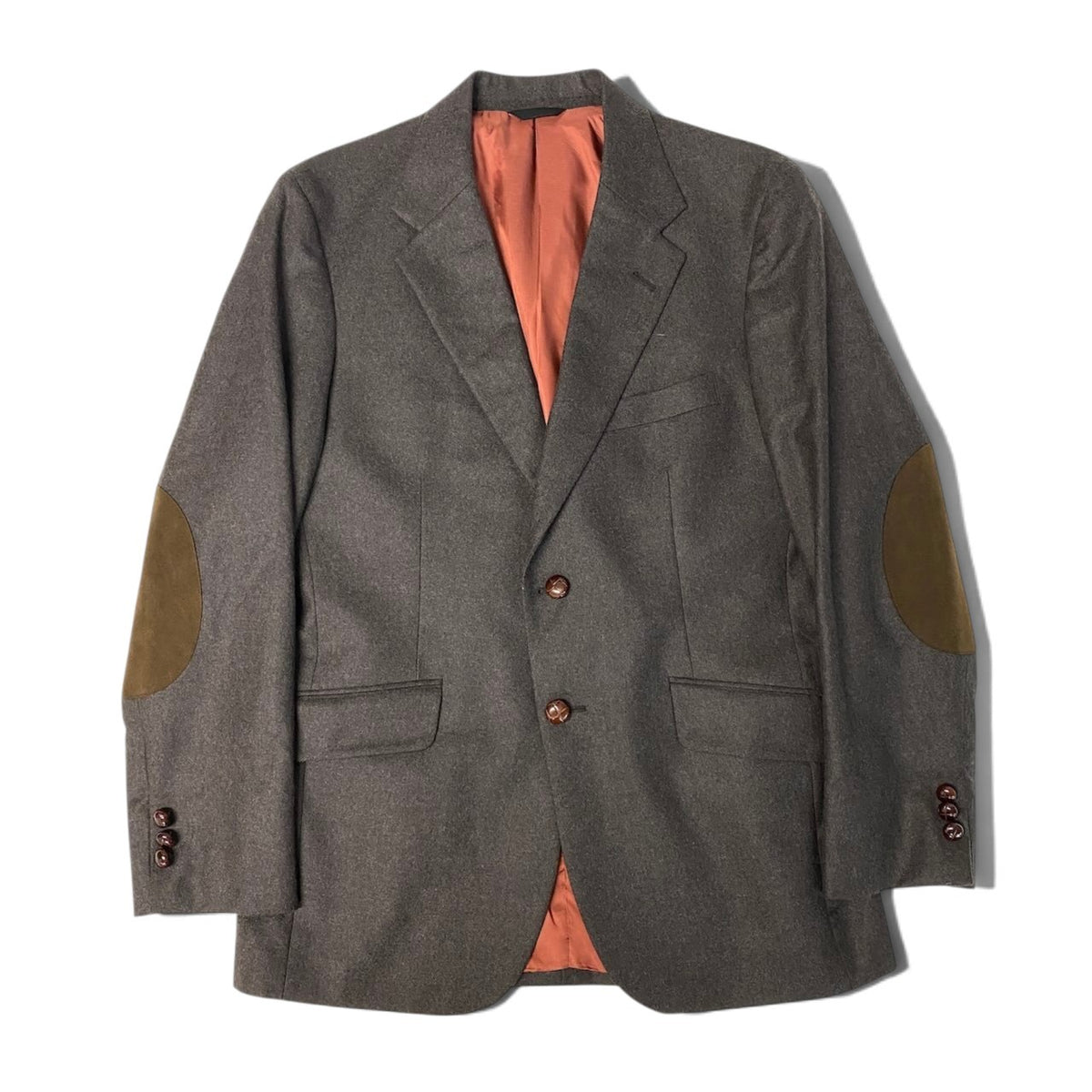 90j27 INDIVIDUALIZED CLOTHING インディビジュアライズド クロージング テーラードジャケット シングル 2B エルボーパッチ サイズ38 ダークブラウン メンズo07t