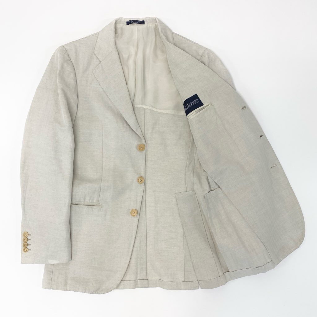 40l25 ORAZIO LUCIANO オラッツィオルチアーノ テーラードジャケット サマージャケット ブレザー 44 ホワイト ヘリンボーン コットンリネン メンズ ビームス購入u02t