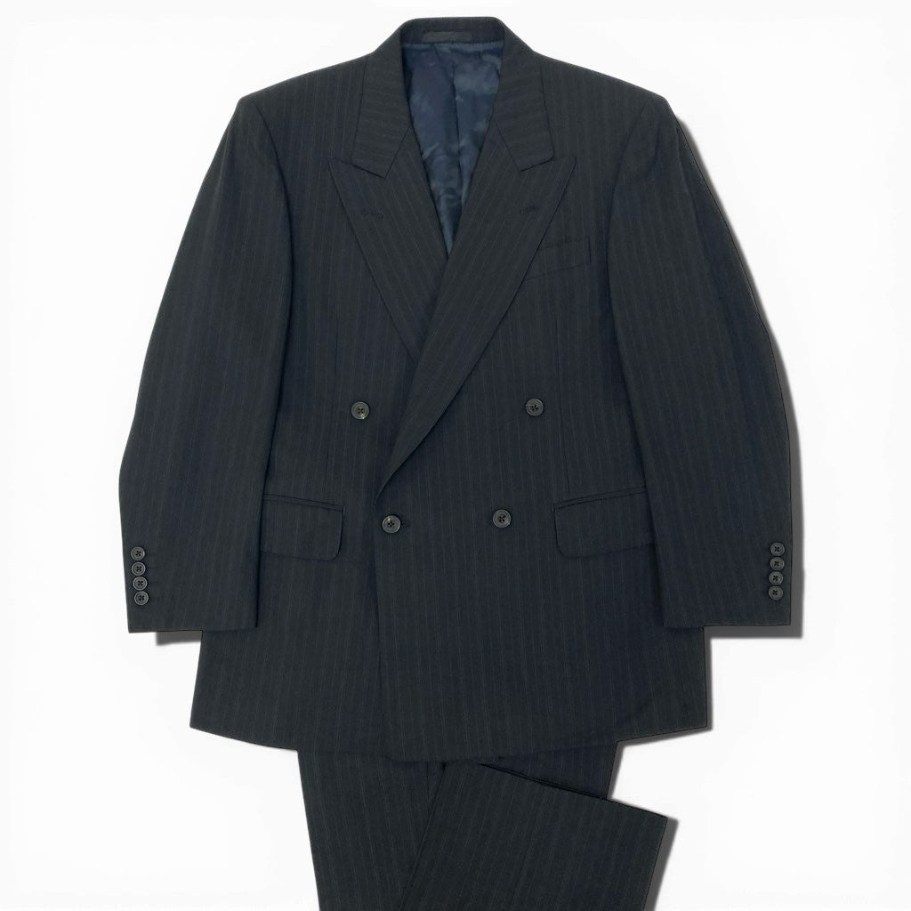 54l28 Burberrys バーバリーズ スーツセットアップ テーラードジャケット スラックスパンツ ストライプ 94-84-165 AB4 ネイビー ウール100％ メンズ 男性用o07t