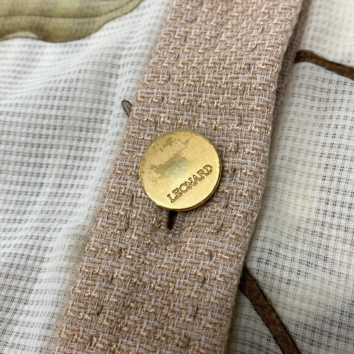 2g18 LEONARD FASHION レオナール シアージャケット 美しい花柄プリント リネンブレンド サイズ13R マルチカラー レディースu02t