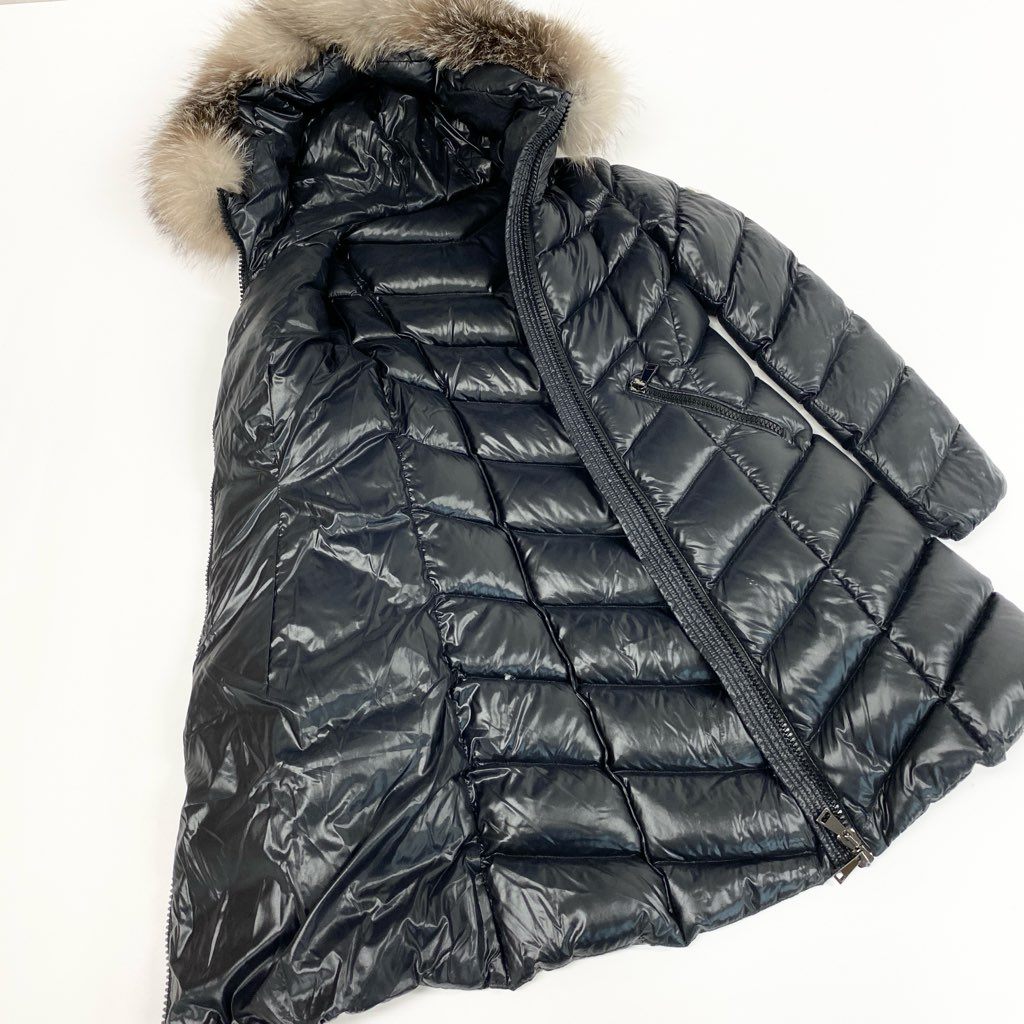 32d3【美品】MONCLER モンクレール FULMARUS フルマラス フォックスファー ダウンコート H20931C00069 FOX FUR DOWN COAT サイズ0 ブラック レディースt18r