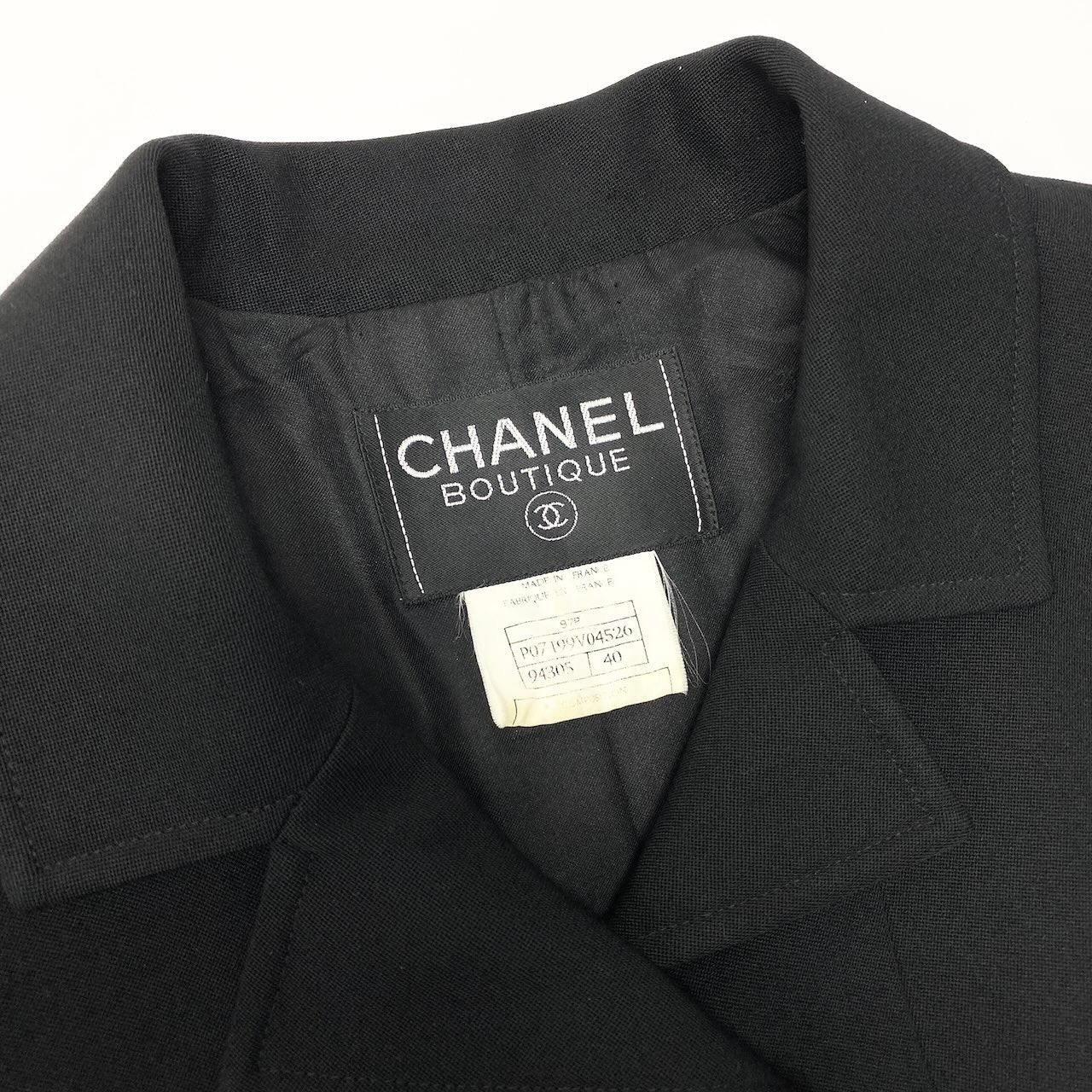 C CHANEL シャネル ヴィンテージ 97P スカートセットアップ テーラードジャケット スカート フランス製 P07199V04526 40サイズ ブラック シルク100％ レディース 女性用nu1