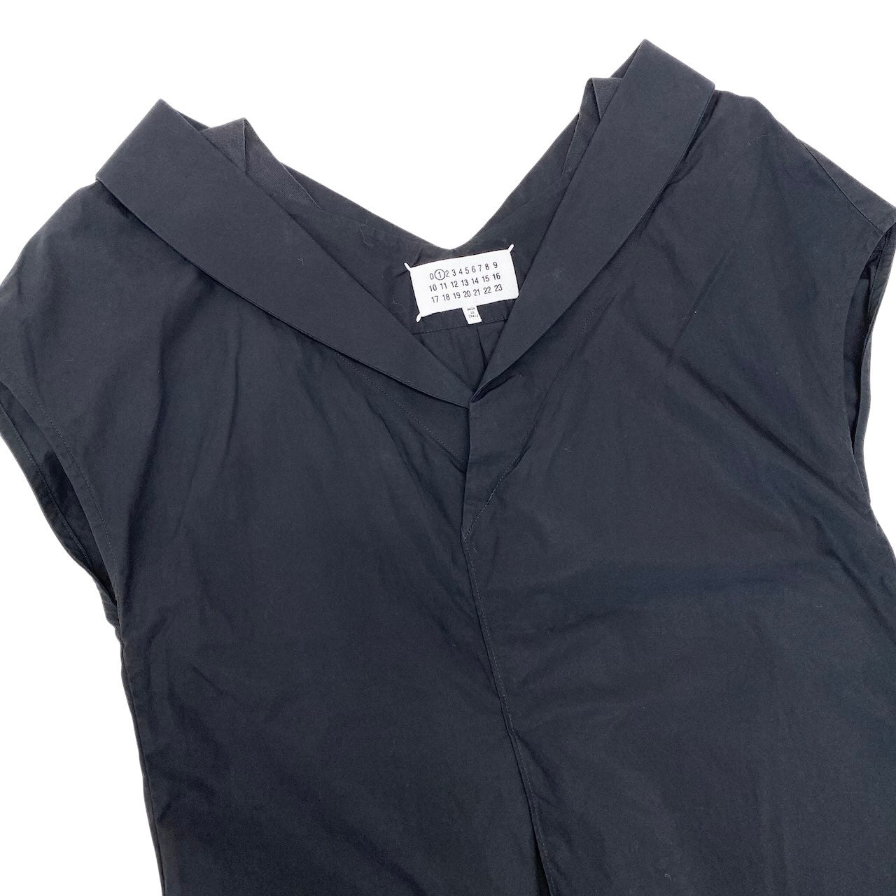 Ef9 Maison Martin Margiela メゾンマルジェラ フレンチスリーブ Vネック カットソー コットンシャツ サイズ40 ブラック レディース 女性用u02t