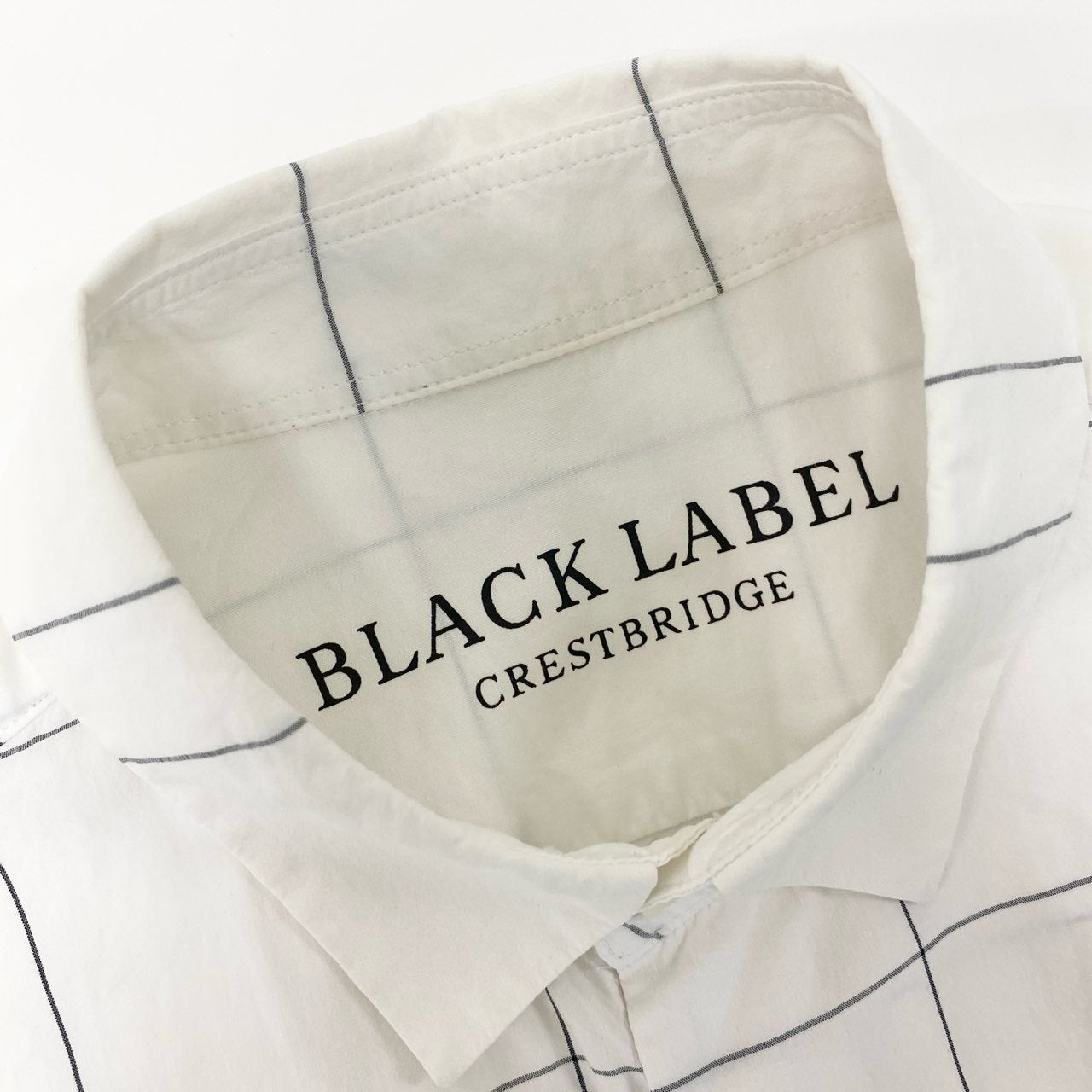 81j8 BLACK LABEL CRESTBRIDGE ブラックレーベルクレストブリッジ 長袖シャツ チェックシャツ 胸元ロゴ刺繍  51M14-513-02 Mサイズ ホワイト ブラック メンズo07t