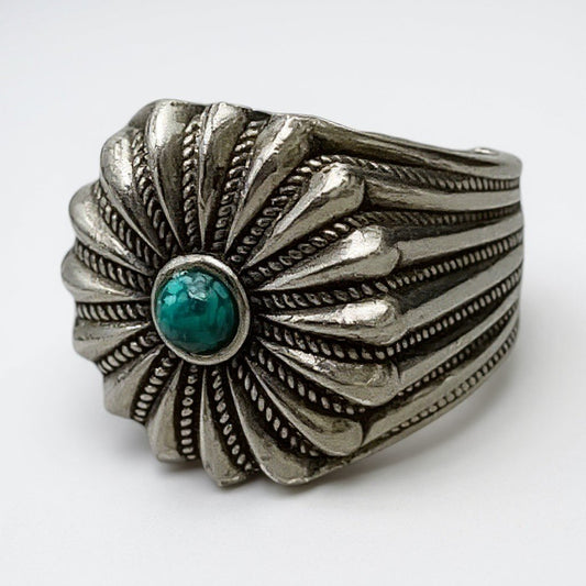 L10 《美品》 GUCCI グッチ Ag925 ターコイズ フラワーリング 12号 シルバー Ag925 インディアンジュエリー Silver Ring アクセサリー 保存袋付きt18r