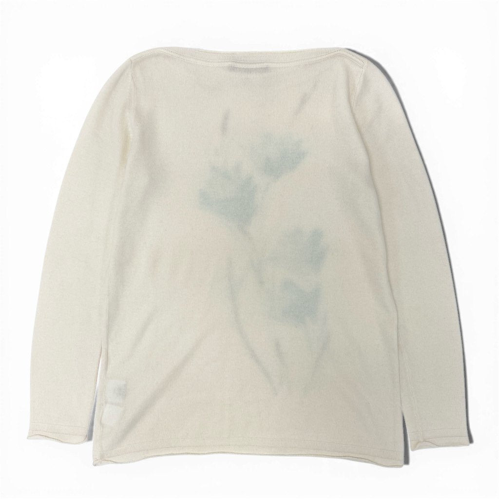 6l25 Loro Piana ロロピアーナ カシミヤニット ニットセーター ロングスリーブ 花柄 42サイズ アイボリー カシミヤ100％ レディースu02t