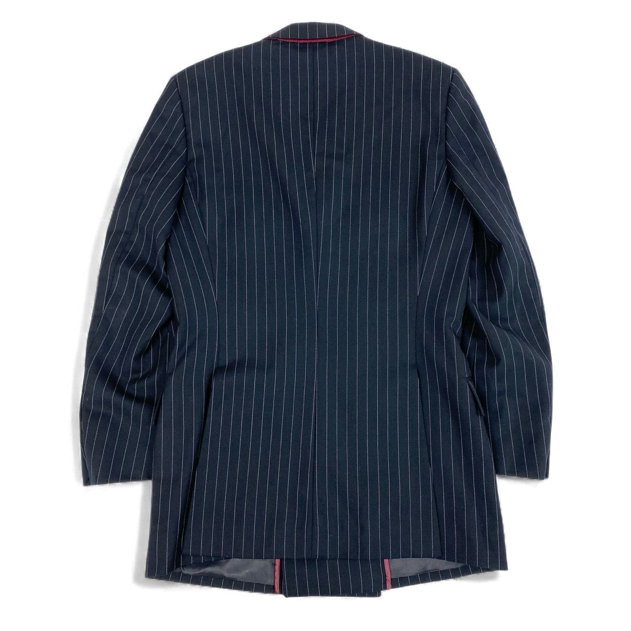 68L11 BURBERRY バーバリー イタリア製 コレクションライン ダブルブレスト テーラードジャケット 8ボタン 48 ブラック ピンストライプ ウール メンズ 男性用u02t