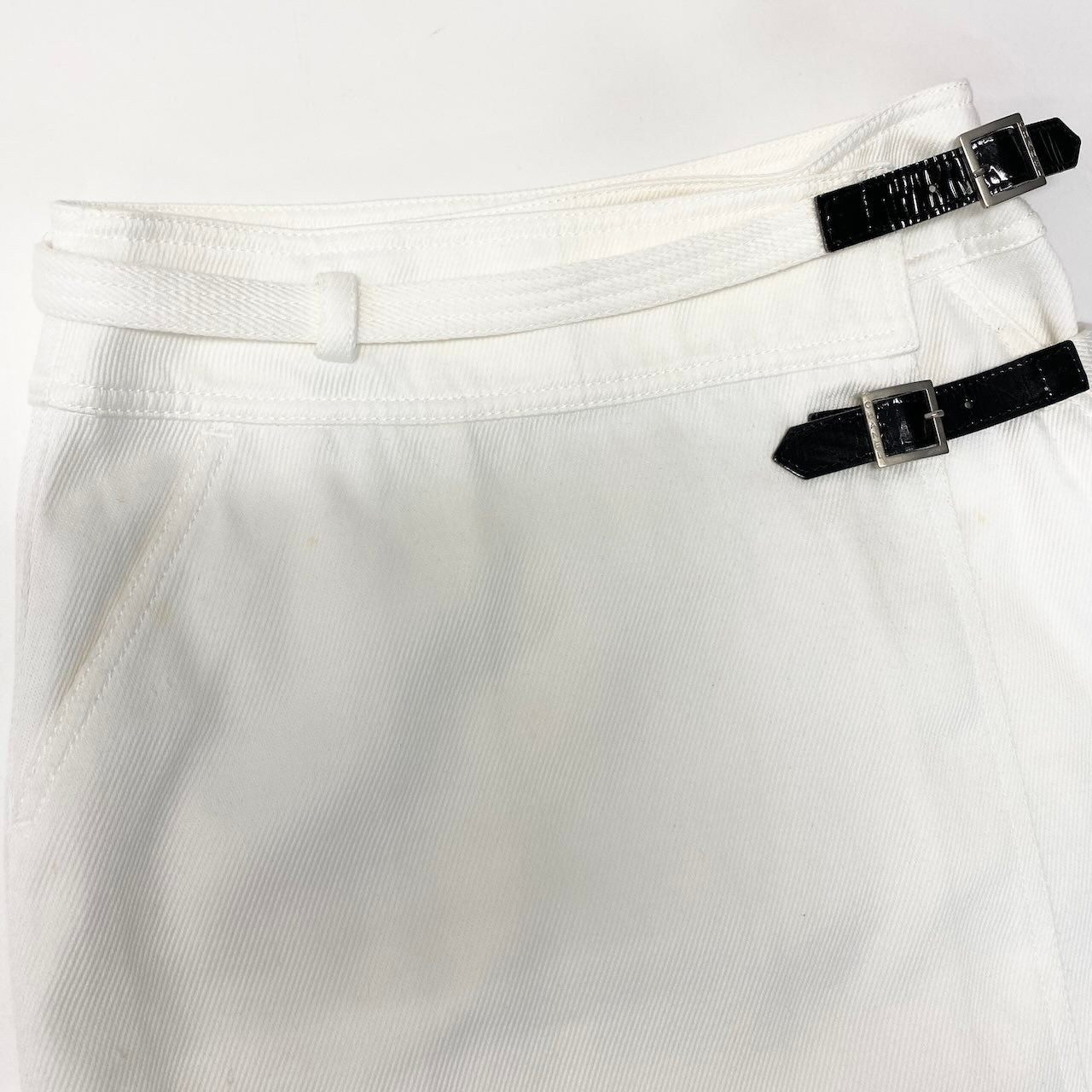 e10 CHANEL ヴィンテージ ラップミニスカート イタリア製 P15337VO8489 B1478 36サイズ ホワイト コットン100％ レディース 女性用k02i