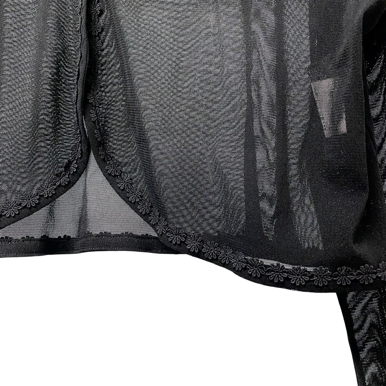 15c2 【美品】 TOKUKO 1er VOL トクコプルミエヴォル シアーカーディガン ボレロ ショート丈 くるみボタン レース装飾 レディース 女性服 サイズ9 ブラック ポリエステル100％u02t