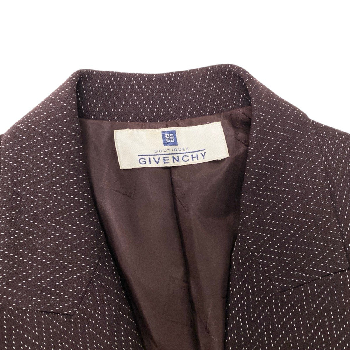 91h3 【美品】GIVENCHY ジバンシー テーラードジャケット ヘリンボーン柄 アウター 36サイズ ブラウン レディース 女性用u02t