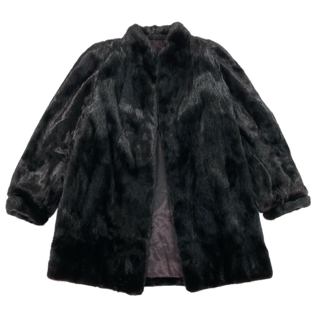 72L15 SAGA MINK サガミンク 金サガ ダークミンク ロングコート サイズF ブラック 最高級本毛皮 MINK FUR ポケット有t18r