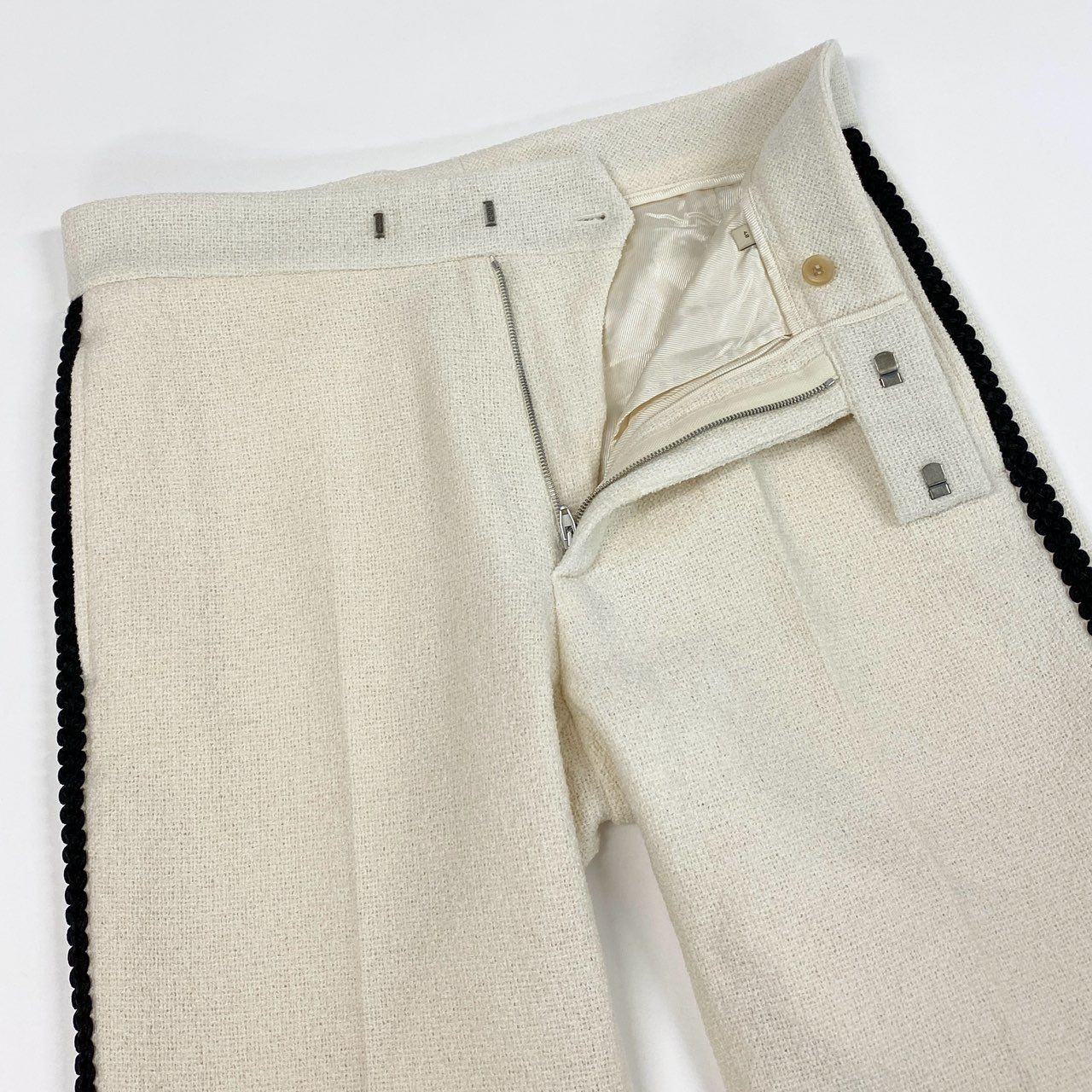 Ib11【美品】GUCCI グッチ ツイードスラックスパンツ サイドライン インターロッキングG ボトムパンツ 48サイズ アイボリー メンズ 男性用k02i