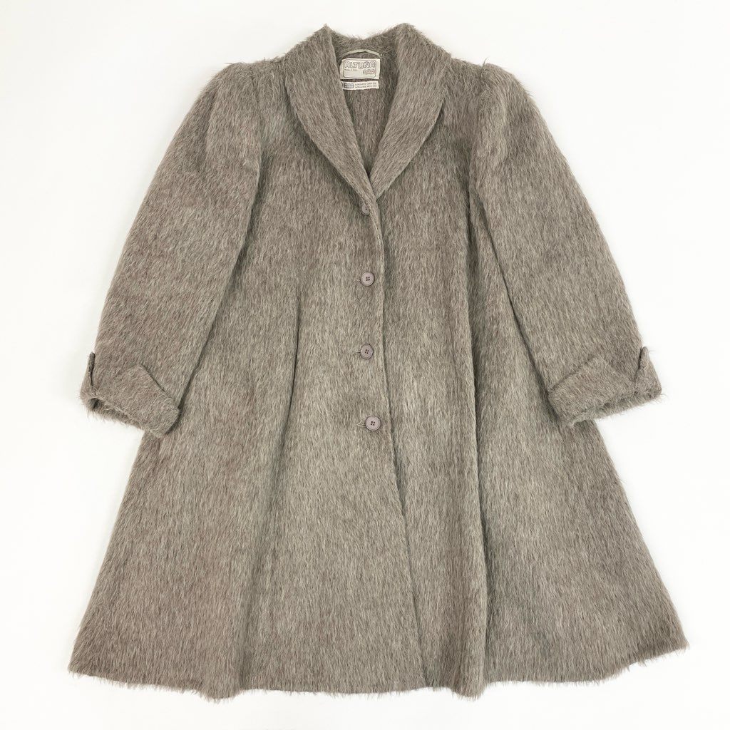 33l24 ALTUNA AGNONA アニオナ アルパカ ウール チェスターコート サイズ44 グレージュ イタリア製 アウター 女性服t18r