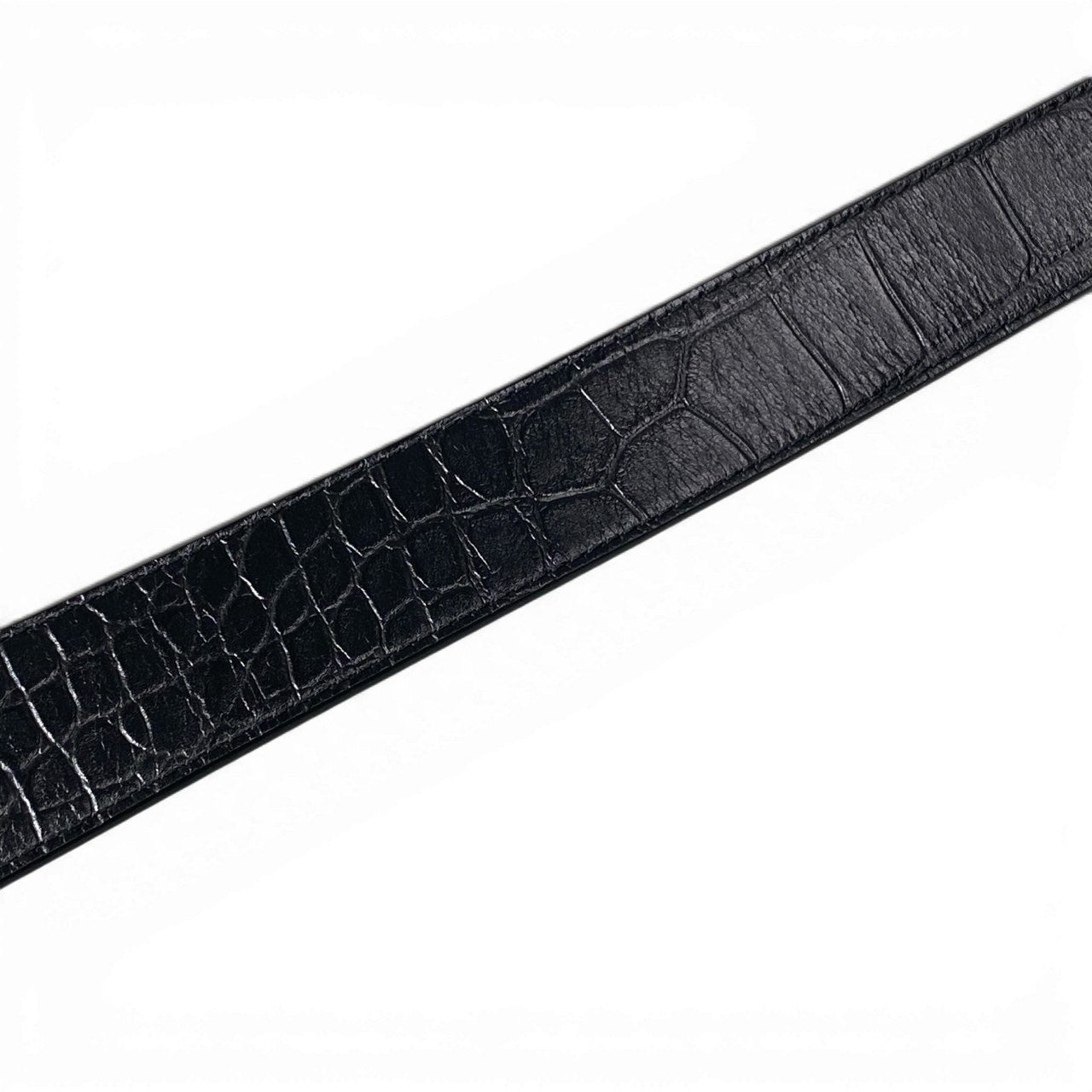 c4 《極美品》 BALENCIAGA バレンシアガ BB ラージロゴ クロコ型押し ベルト BB Large Mock Croc Belt ブラック レザー 箱 保存袋有t18r