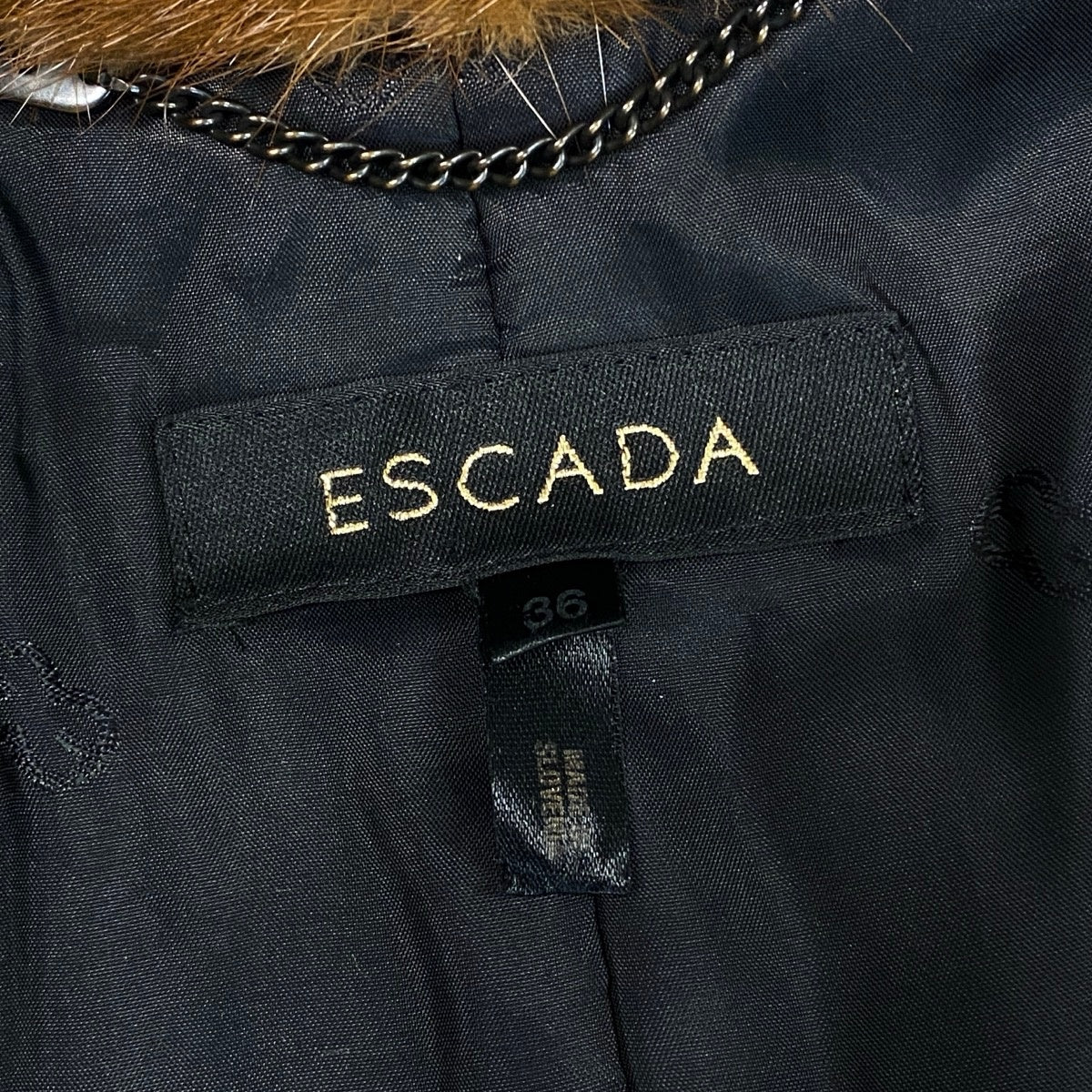 j1 ESCADA パステルミンクファー レザージャケット 毛皮ジャケット 36 ブラック ミンク レザーu02t