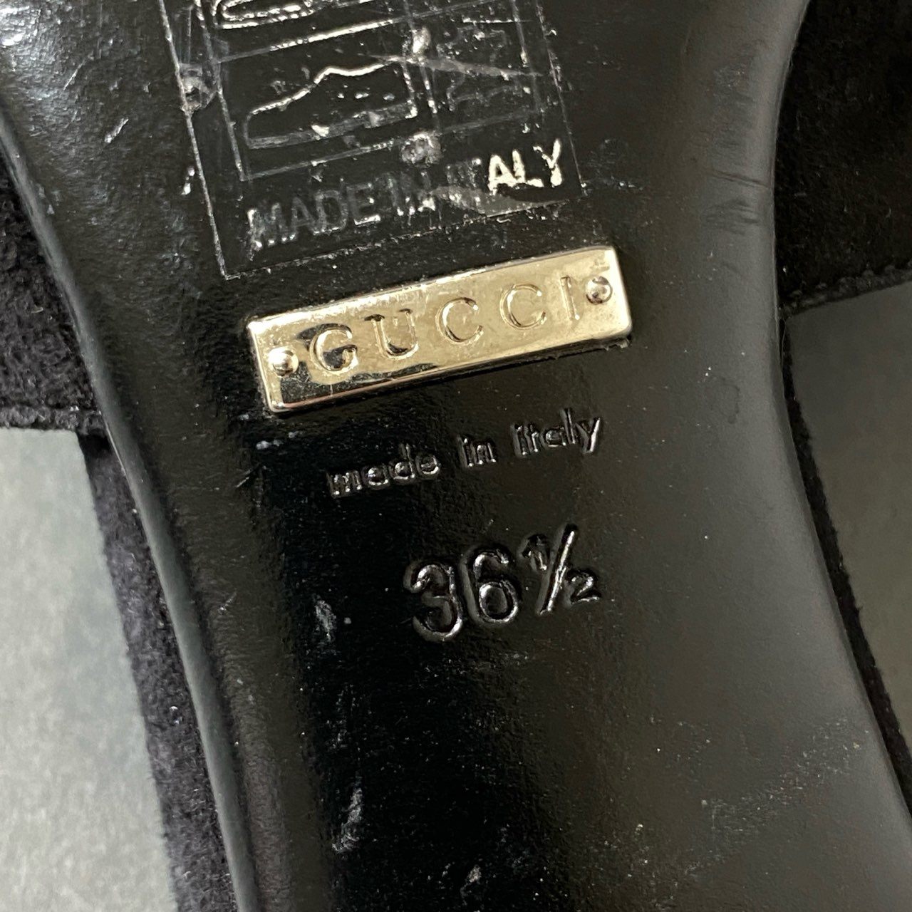 3g28 GUCCI グッチ ホースビット ラインストーン チャンキーヒールサンダル スウェードサンダル サイズ36 1/2 ブラック レディース 女性用 靴 シューズ