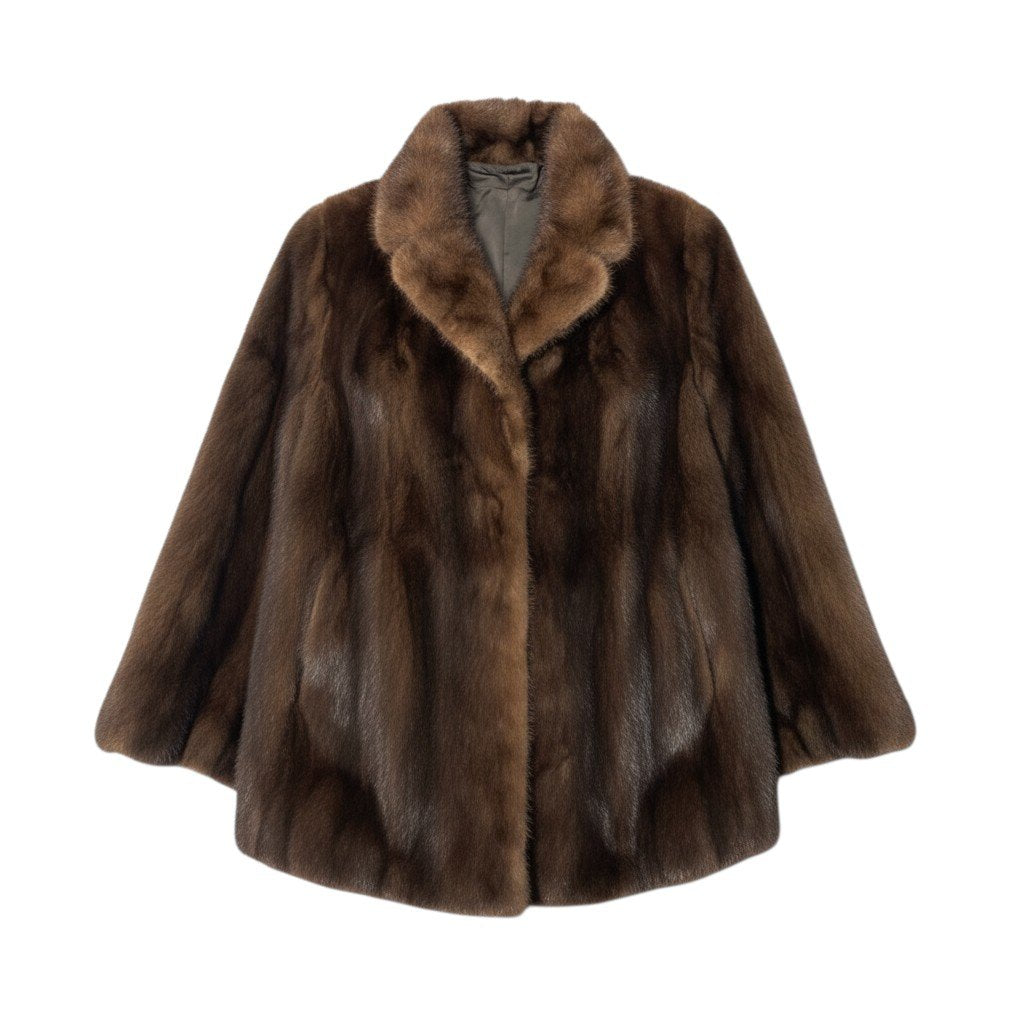 86c4 パステルミンク ファーコート サイズ15 ブラウン 本毛皮 Pastel Mink Fur Coat 毛並み◎t18r