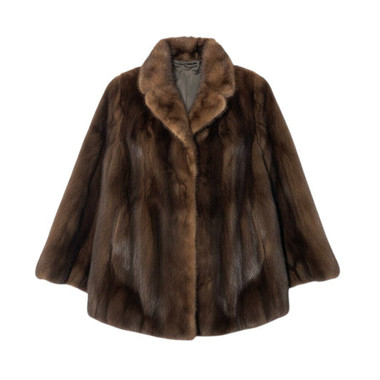 86c4 パステルミンク ファーコート サイズ15 ブラウン 本毛皮 Pastel Mink Fur Coat 毛並み◎t18r