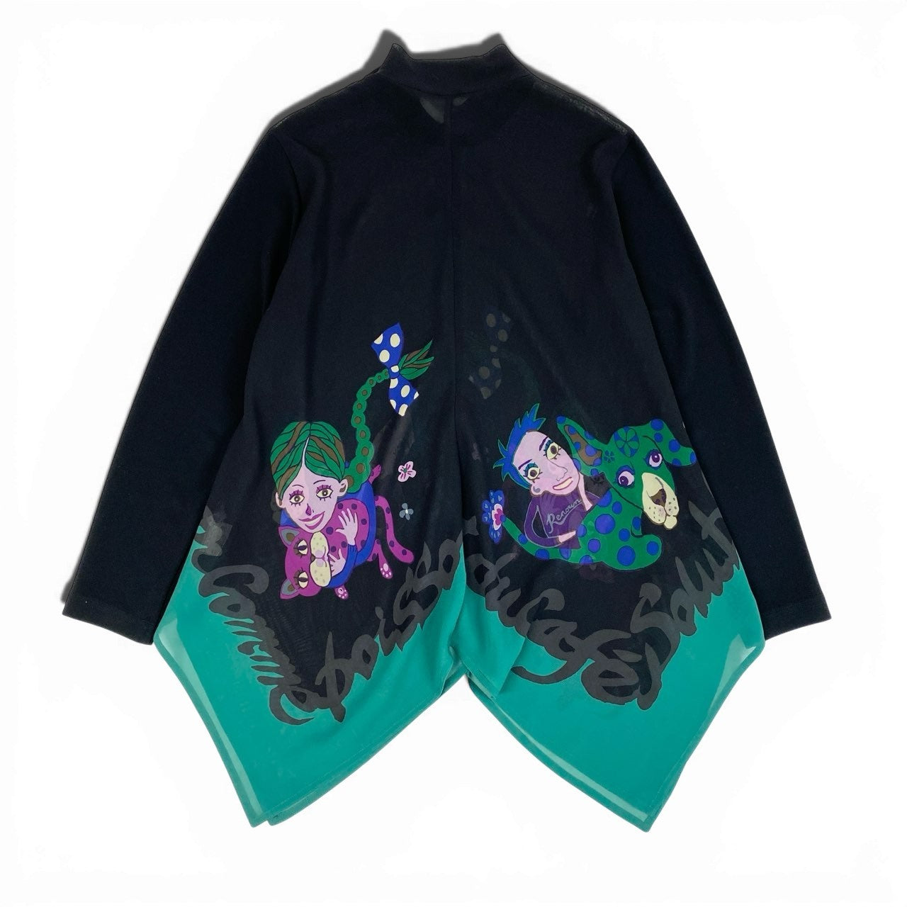 14a28 TOKUKO 1er VOL トクコプルミエヴォル 変形トップス チュニック 長袖シャツ ブラウス 総柄プリント 9 ブラック レディース 女性用u02t