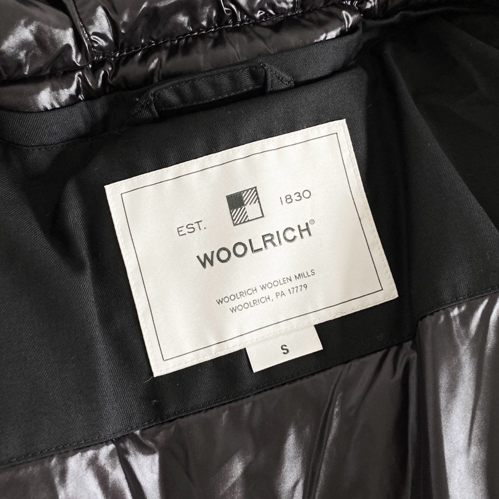 32e4 【美品】 WOOLRICH ウールリッチ Hooded Alsea Down Coat ダウンコート S ブラック アウター ジャケット