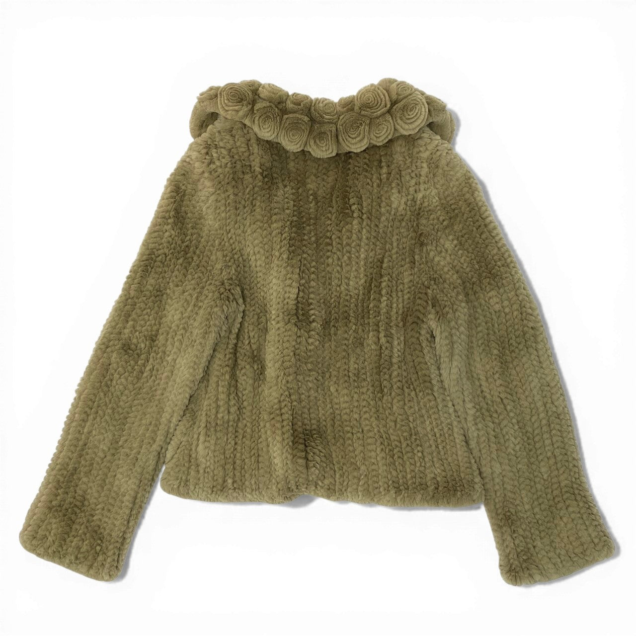 43d2 ビーバーヤーン 毛皮コート 毛皮ジャケット アウター Mサイズ グリーン 毛皮 レディース 女性用k02i