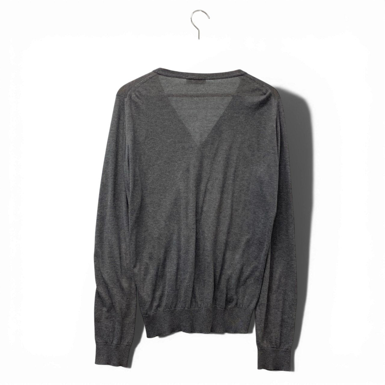 77b17 JOHN SMEDLEY ジョンスメドレー 英国製 ニットカーディガン コットンニット ロングスリーブ メンズ 紳士服 グレー Sサイズ 綿100％u02t