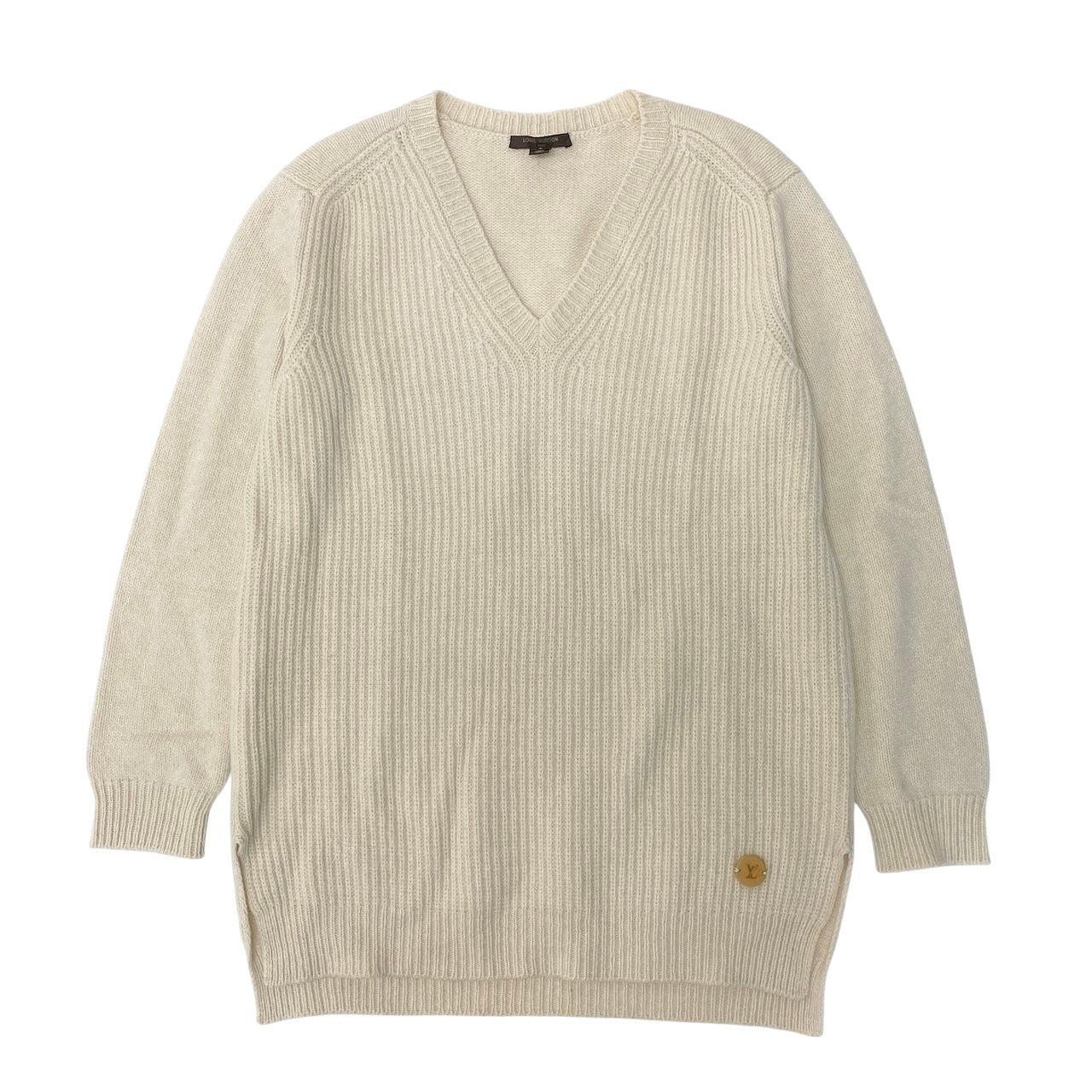 Id2 《美品》 LOUIS VUITTON ルイヴィトン カシミヤブレンド Vネックセーター Cashmere Blend V Neck Sweater サイズS アイボリーt18r