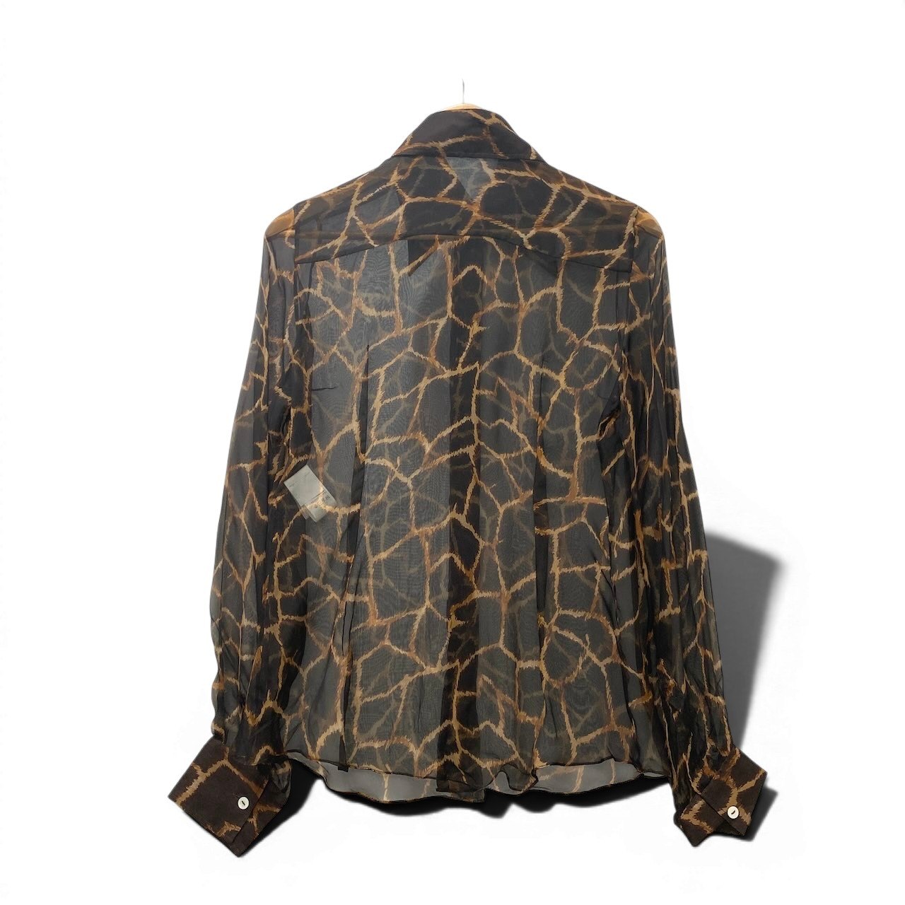 72e21 DOLCE&GABBANA ドルチェアンドガッパーナ シルクシャツ シアーブラウス キリン柄 トップス N249 1430 42サイズ ブラウン系 シルク100％ レディース 女性用u02t