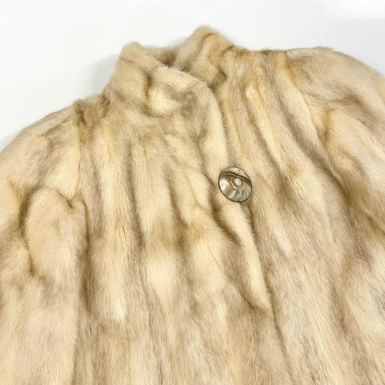 48k2《美品》定価320万 パステル クロスミンク リアルファー セミロングコート F 最高級本毛皮 希少デザイン MINK FUR COATt18r