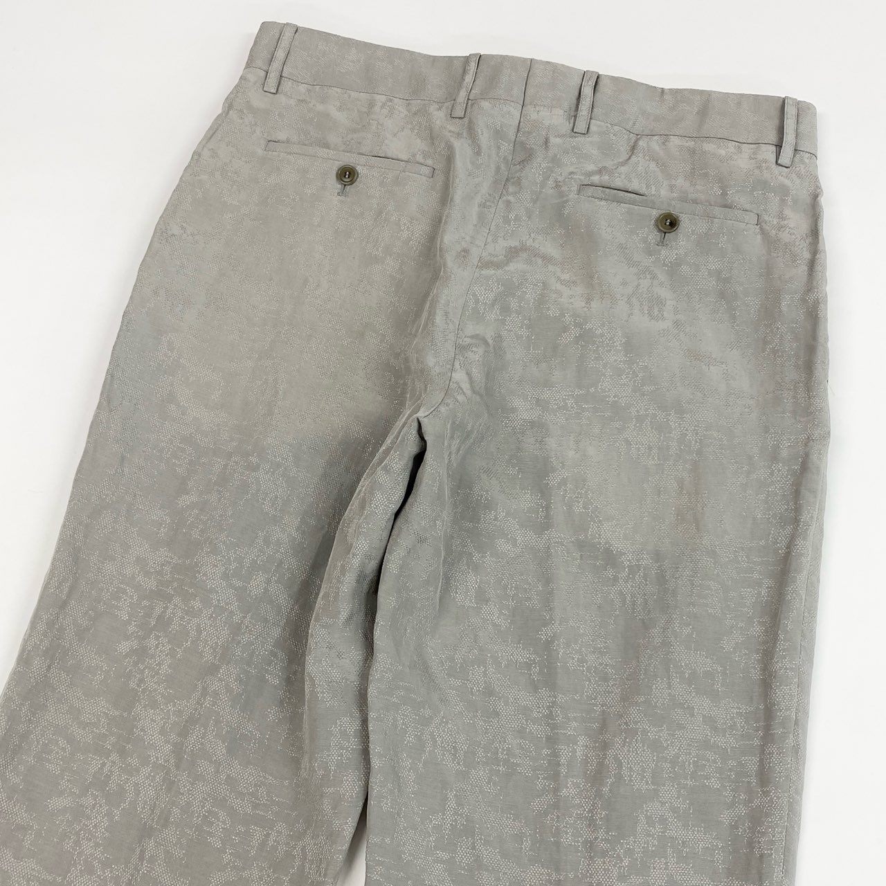 59j6《未使用タグ付き》 GIORGIO ARMANI ジョルジオアルマーニ イタリア製 タックパンツ スラックス 総柄刺繍 2タック リネンブレンド メンズ 紳士服 ボトムス 50R グレーu02t