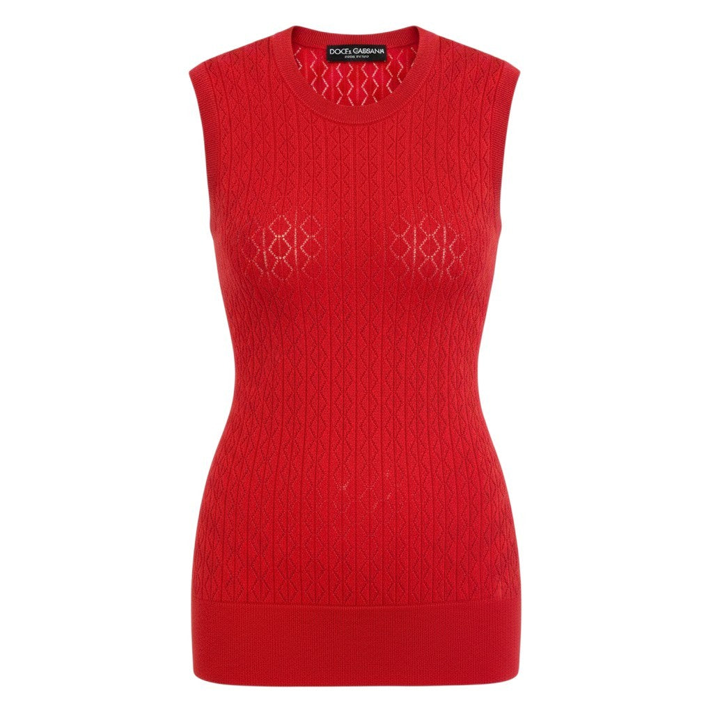 Eg13 DOLCE＆GABBANA ニットベスト トップス イタリア製 38サイズ レッド レディース 女性用ta1