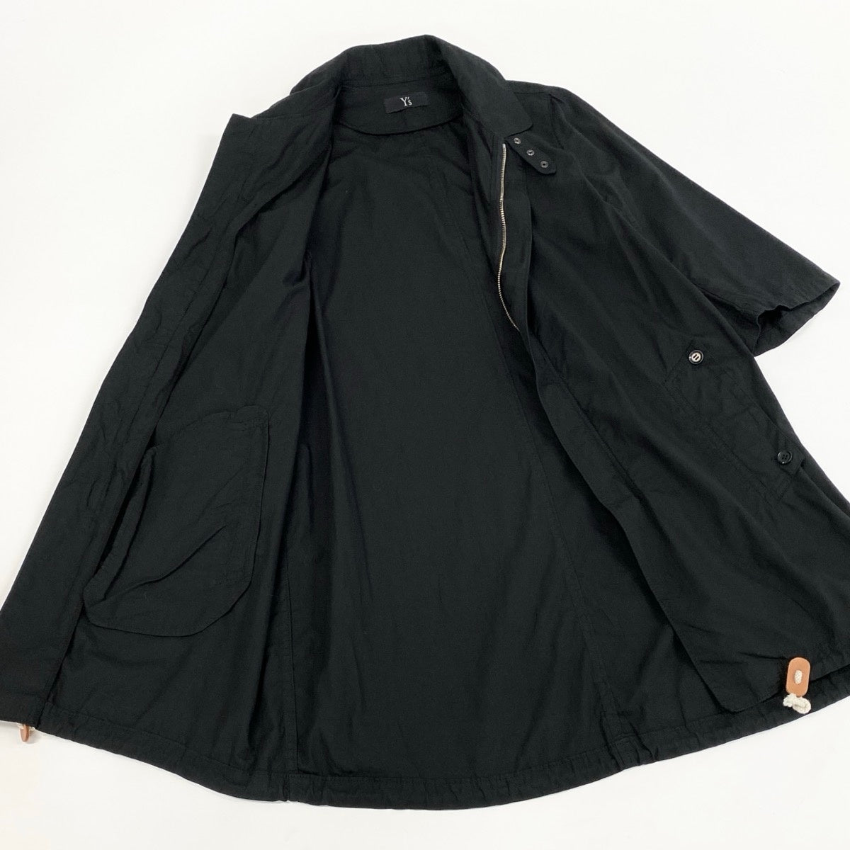Ae25 Y`s ワイズ YOHJI YAMAMOTO ヨウジヤマモト ダブルジップ コートブルゾン 薄手 アウター サイズ2 ブラック コットン100％ レディースta1