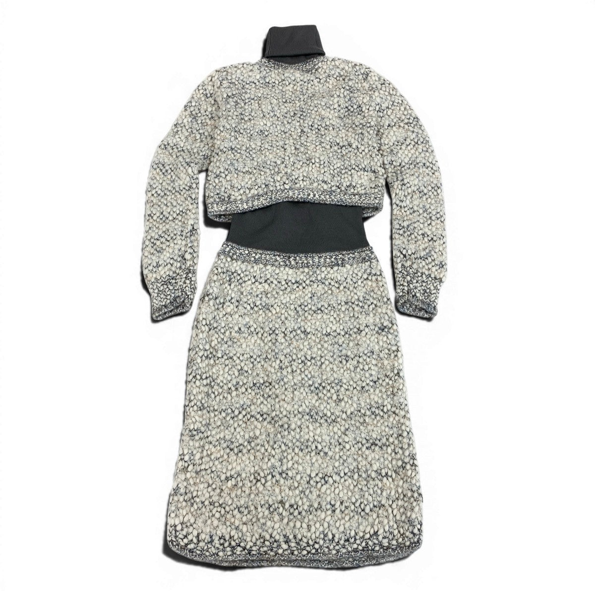Cg10 【美品】CHANEL 2016年 シルクウール ドッキングドレス P54439 34サイズ グレー系 ウール100％ レディース 女性用ta1