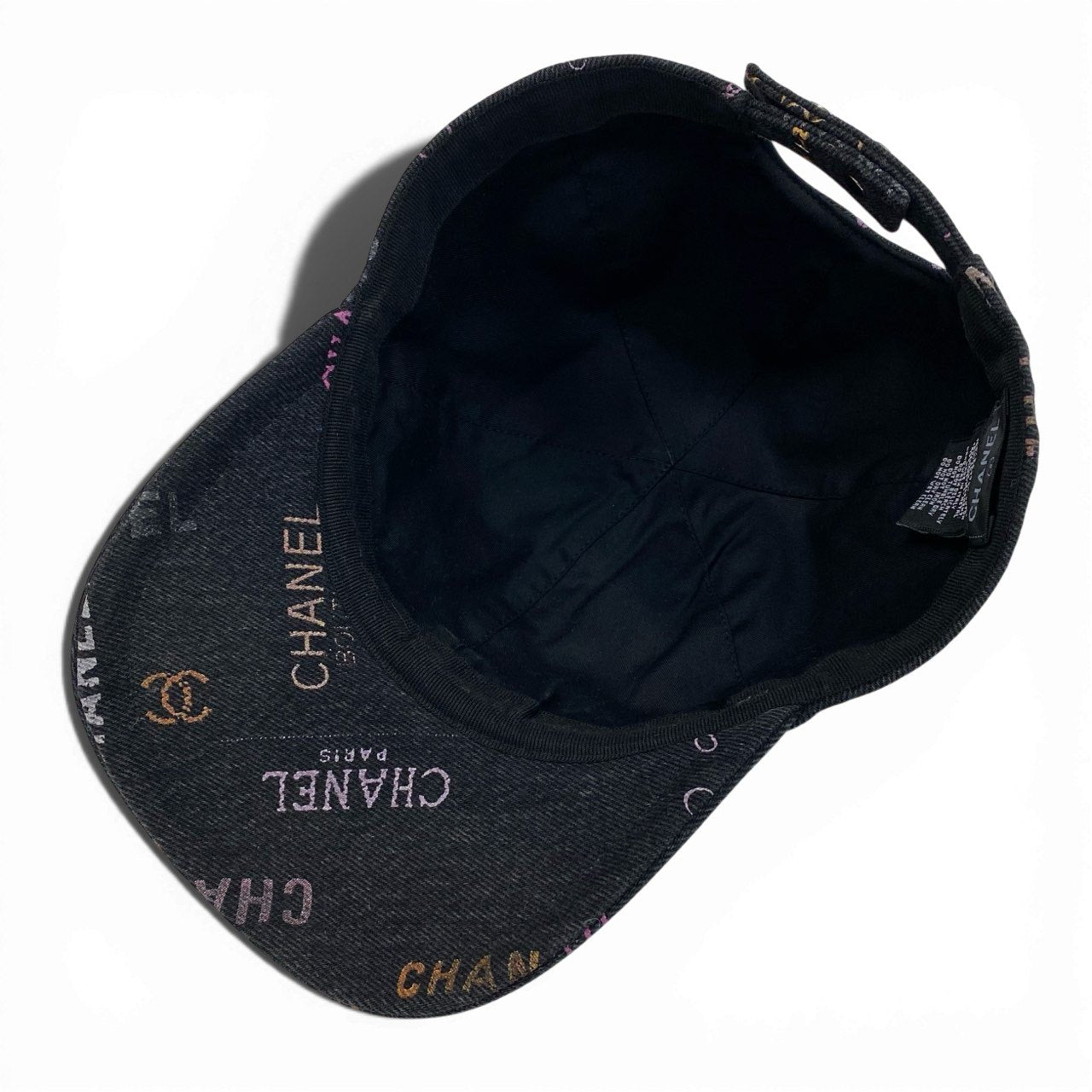 a15 CHANEL シャネル 2022年 ブラックデニム キャップ 帽子 ブラック レディース 女性用 帽子