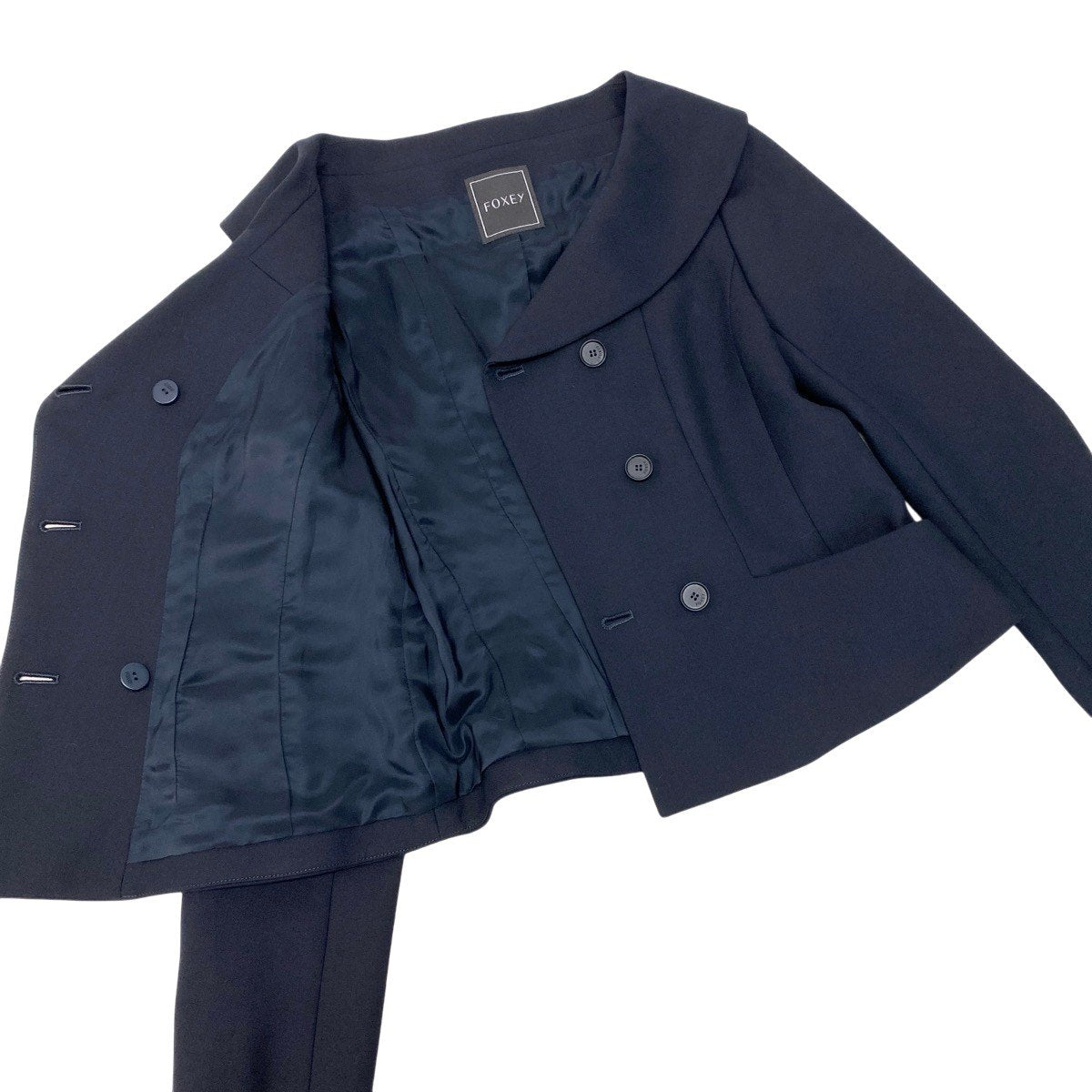 91g27 【未使用タグ付】 FOXEY フォクシー Grace グレース ダブルブレスト ジャケット  43156 サイズ38 ブラック レディースt18r
