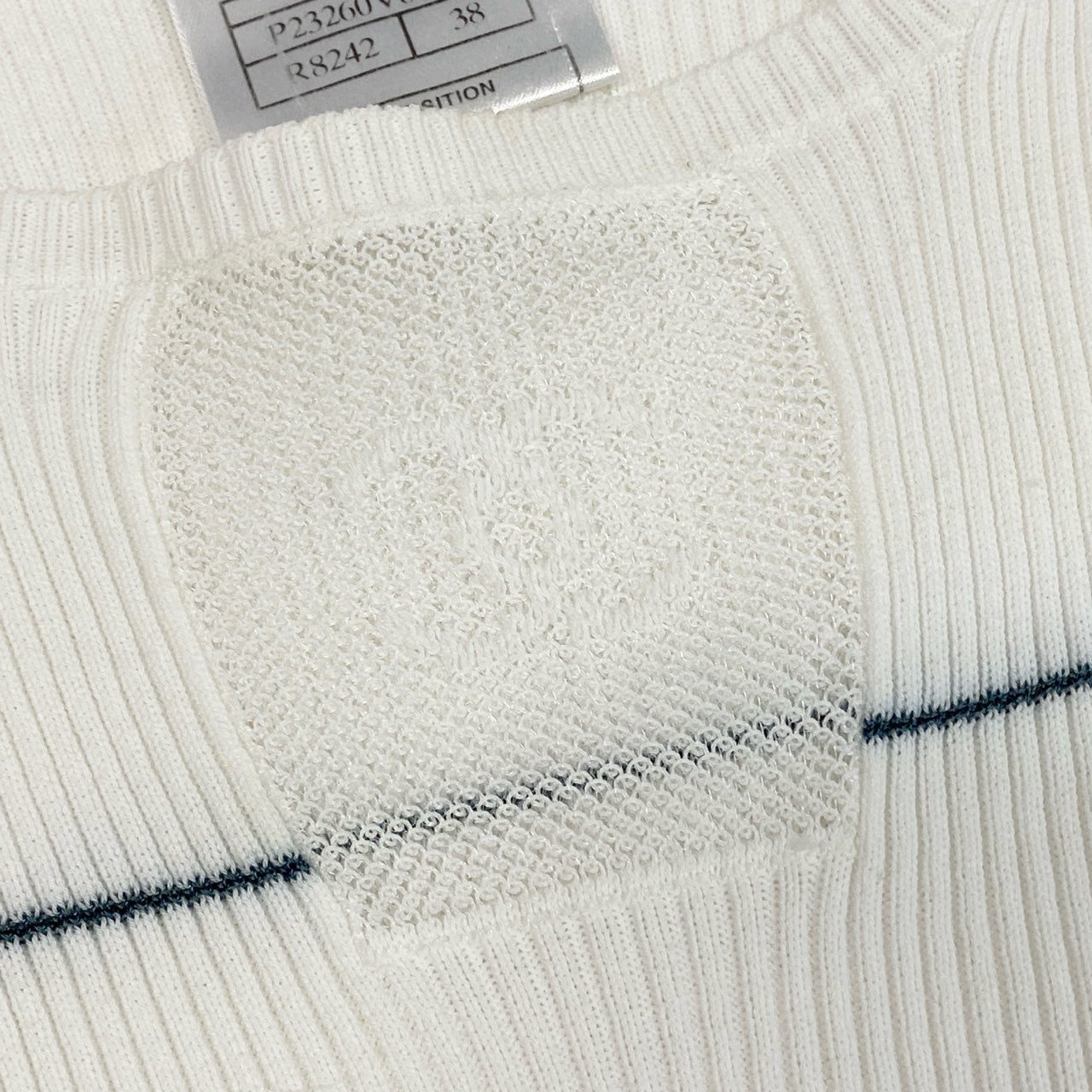 Cb19-1 CHANEL シャネル 2004年 P23260 ココマークデザイン サイドメッシュ 半袖ニット カットソー サイズ38 ホワイト レディース トップスta1
