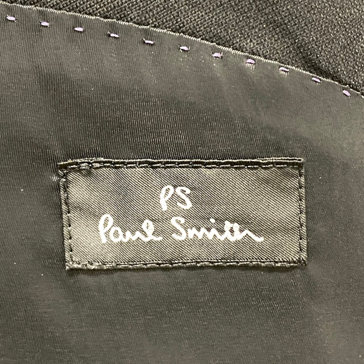 22f17 PS Paul Smith ピーエス ポールスミス ショールカラー ジャケット タキシード リネンブレンド バイカラー サイズM  ブラック メンズ 紳士服o07t
