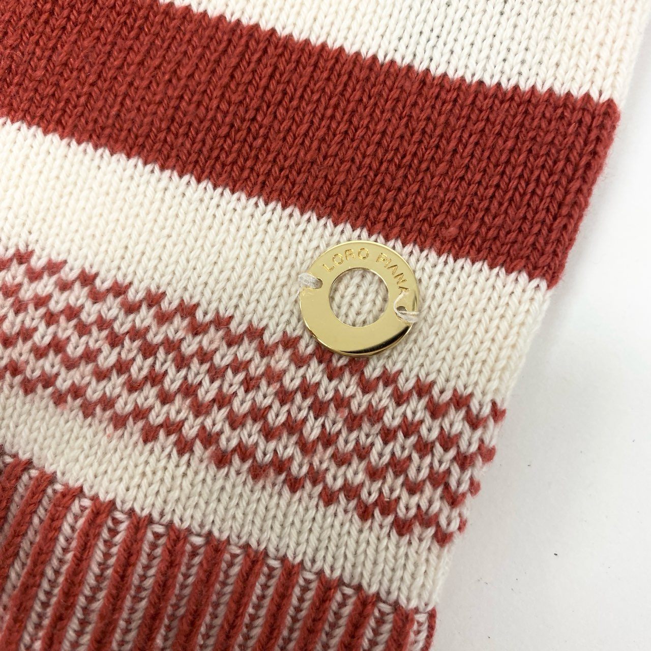 11k21 Loro Piana ロロピアーナ BABY CASHMERE カシミヤニット 長袖セーター ボーダー ハイネック メンズ 紳士服 44 レッド ホワイト カシミア100u02t