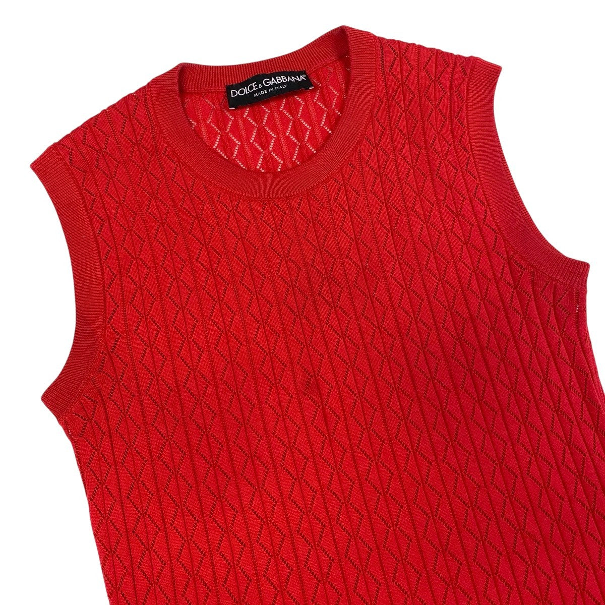 Eg13 DOLCE＆GABBANA ニットベスト トップス イタリア製 38サイズ レッド レディース 女性用ta1