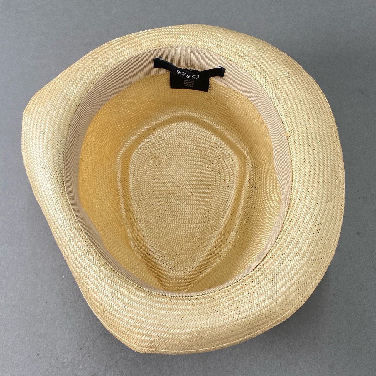 f20 《美品》 GUCCI グッチ ストローハット パナマハット XL ベージュ 麦わら帽子 HAT 中折れ イタリア製