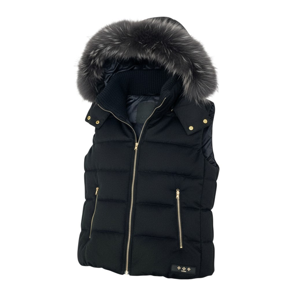 66k11 TATRAS タトラス ルセラ ラクーンファー ダウンベスト LTA19A4572 2 ブラック アウター フード付きt18r