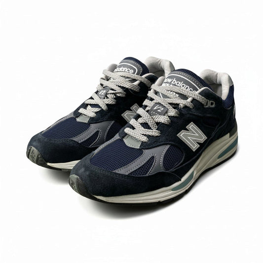 3j14 New Balance ニューバランス Made in UK 991v2 ローカットスニーカー U991NV2 サイズ7 ネイビー メンズ 紳士靴o07t