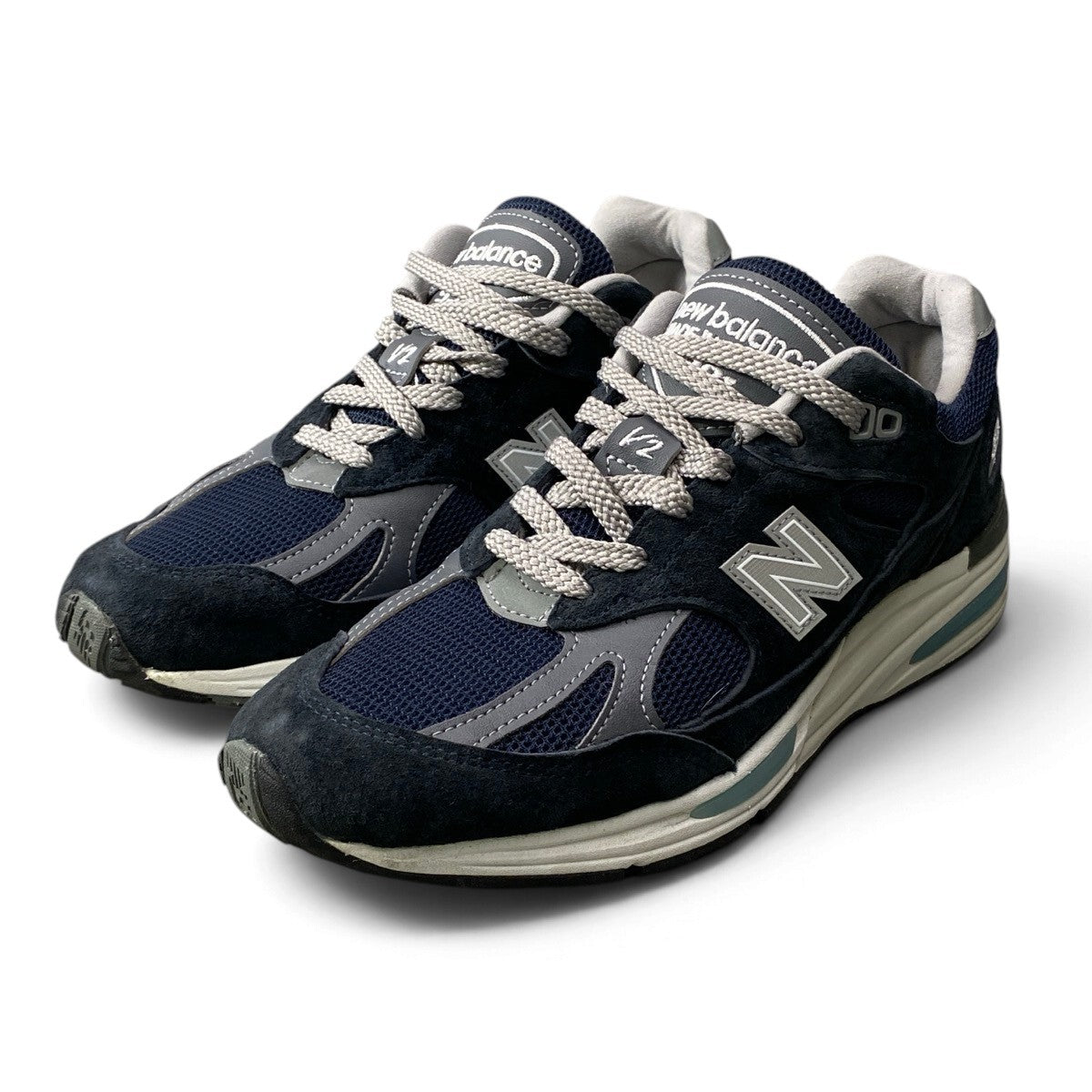 3j14 New Balance ニューバランス Made in UK 991v2 ローカットスニーカー U991NV2 サイズ7 ネイビー メンズ 紳士靴o07t